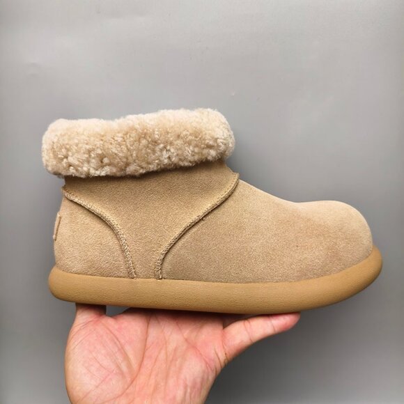 UGG Womens Sand-Colored Furry Boots - Picture 1 of 7